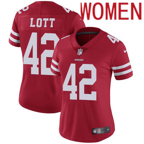 Women San Francisco 49ers #42 Ronnie Lott Nike Red Vapor Limited NFL Jersey